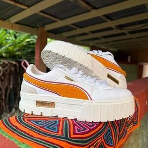 Puma Mayze New Heritage Womens Size 10 White Red Orange‎ Sneakers 389723-01